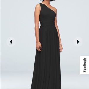 David’s Bridal one-shoulder mesh bridesmaid dress